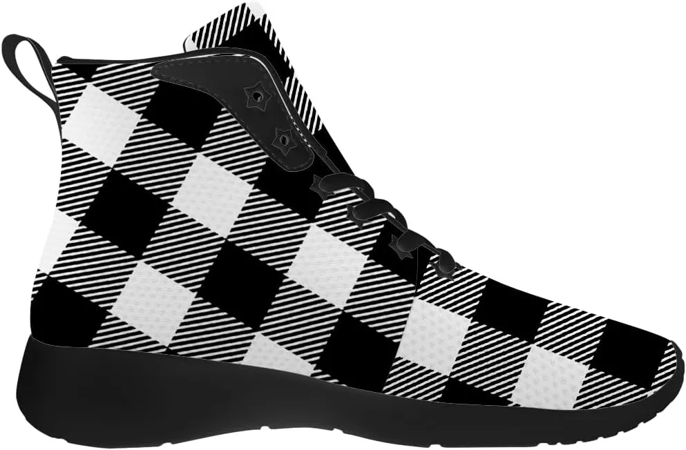 Women's Men's Plaid Shoes High Top Sneakers Running Waking Shoes Gifts for Mom Dad