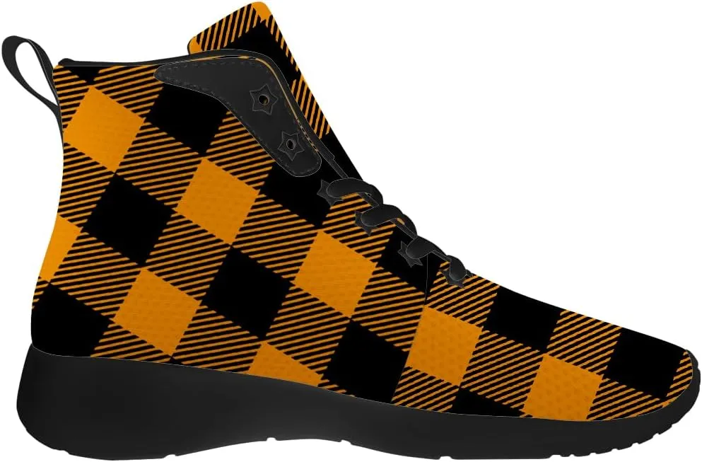 Women's Men's Plaid Shoes High Top Sneakers Running Waking Shoes Gifts for Mom Dad