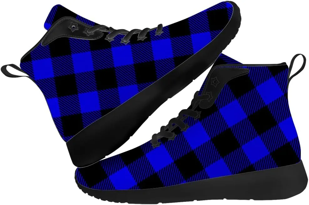 Women's Men's Plaid Shoes High Top Sneakers Running Waking Shoes Gifts for Mom Dad