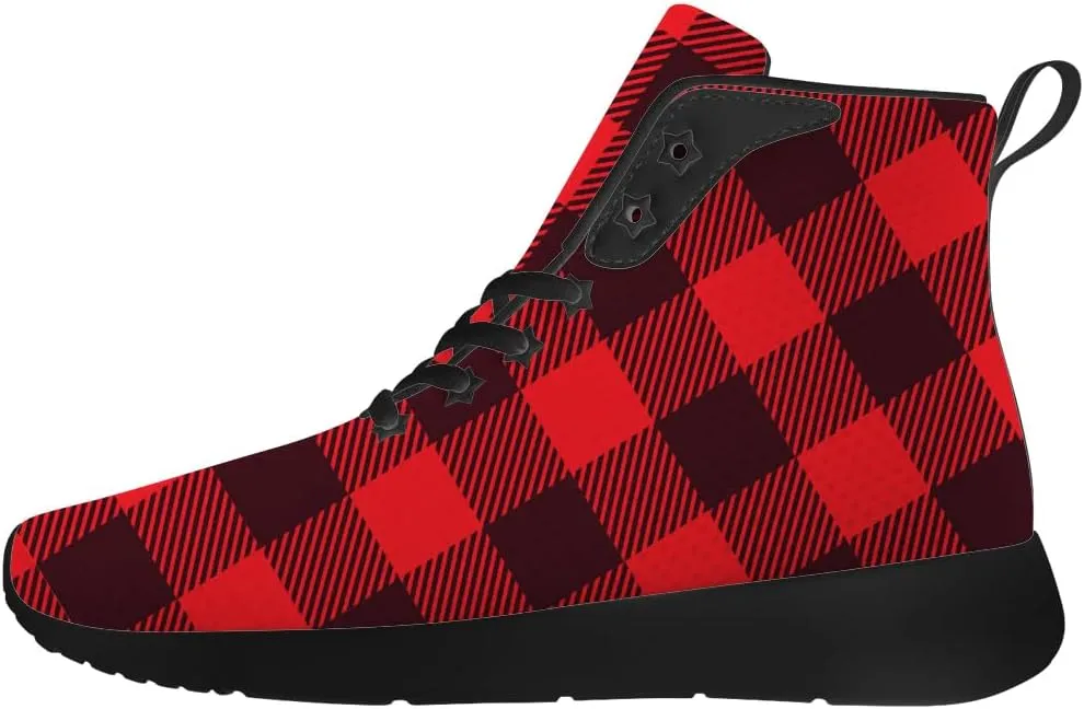 Women's Men's Plaid Shoes High Top Sneakers Running Waking Shoes Gifts for Mom Dad