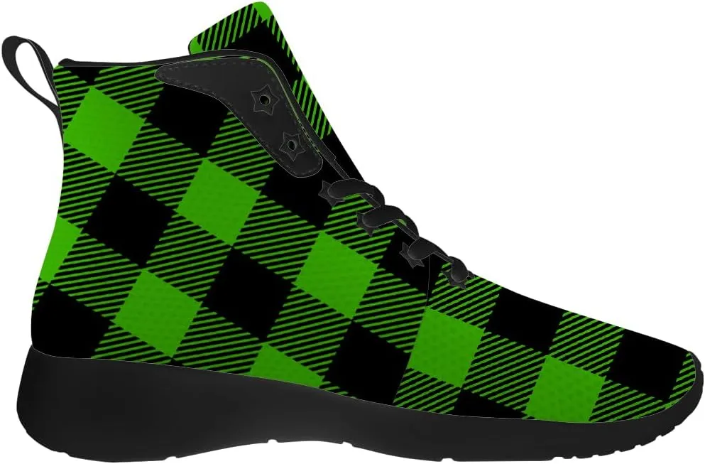 Women's Men's Plaid Shoes High Top Sneakers Running Waking Shoes Gifts for Mom Dad