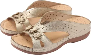 Women's Orthopedic Wedge Sandals - Blue Flip Flops - Wide Width - Dressy Casual Platform Thong Ankle Strap Sandals for Women