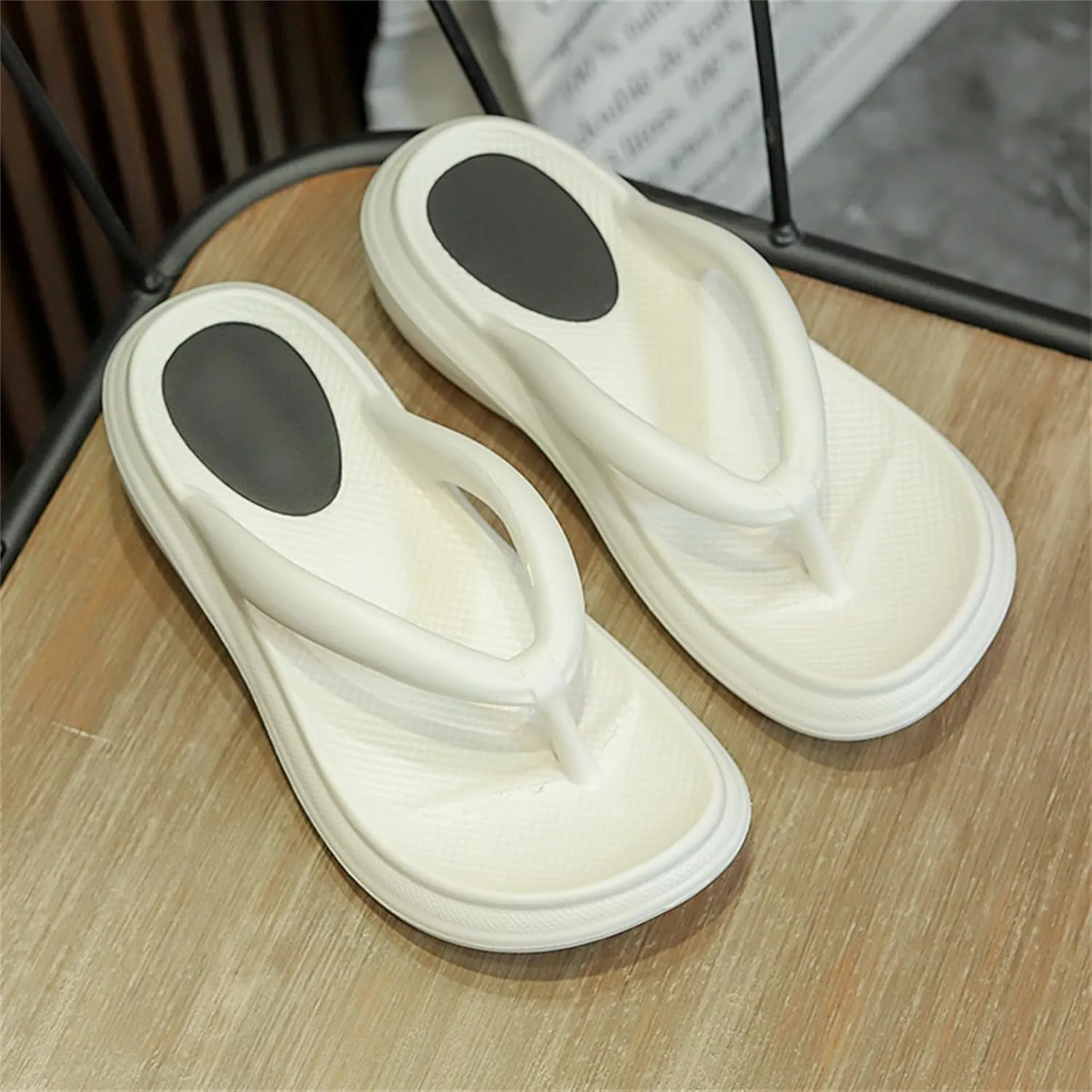 Womens Pillow Flip Flops with Arch Support Beach Walking Slides Block Heel Wedged Slippers Summer Dress Sandals
