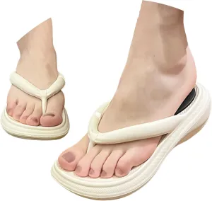 Womens Pillow Flip Flops with Arch Support Beach Walking Slides Block Heel Wedged Slippers Summer Dress Sandals