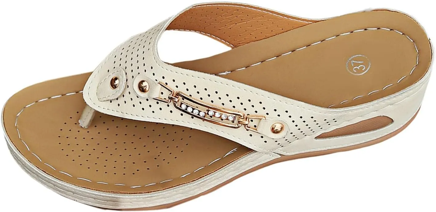 Womens Slides Sandals with Plantar Fasciitis Arch Support Fashion Comfort Adjustable Flat Sandals
