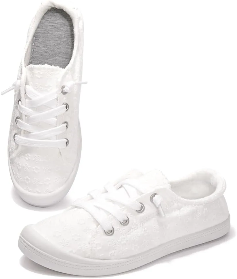 Womens Slip On Shoes, Canvas Boat Loafer Shoes with Low Top, Casual Fashion Sneakers for Women Walking with Non Slip Rubber Outsole