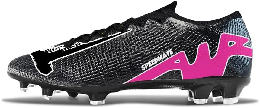 Womens Soccer Boots Spike Shoes Men Football Shoes Outdoor Cleats Lightweight Firm Ground Athletic Exercise Turf Shoes Black-Pink 39-45