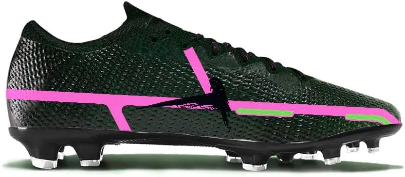Womens Soccer Boots Spike Shoes Men Football Shoes Outdoor Cleats Lightweight Firm Ground Athletic Exercise Turf Shoes Black-Pink 39-45