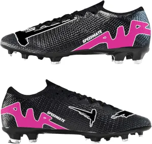 Womens Soccer Boots Spike Shoes Men Football Shoes Outdoor Cleats Lightweight Firm Ground Athletic Exercise Turf Shoes Black-Pink 39-45