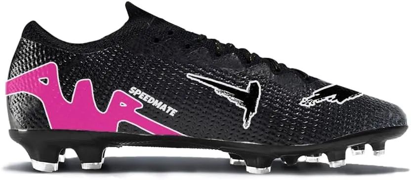 Womens Soccer Boots Spike Shoes Men Football Shoes Outdoor Cleats Lightweight Firm Ground Athletic Exercise Turf Shoes Black-Pink 39-45