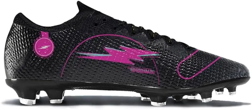 Womens Soccer Boots Spike Shoes Men Football Shoes Outdoor Cleats Lightweight Firm Ground Athletic Exercise Turf Shoes Black-Pink 39-45