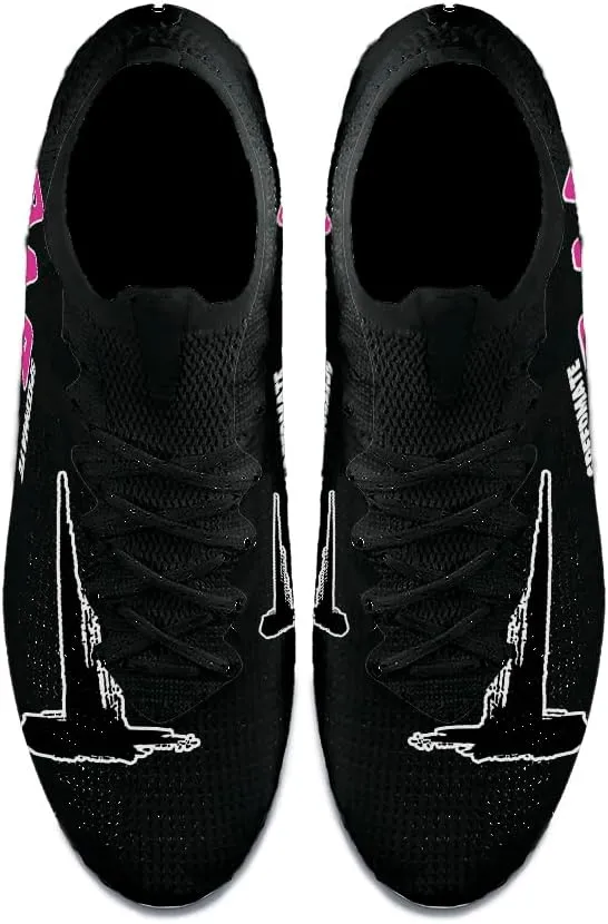 Womens Soccer Boots Spike Shoes Men Football Shoes Outdoor Cleats Lightweight Firm Ground Athletic Exercise Turf Shoes Black-Pink 39-45