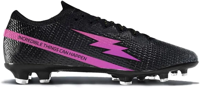 Womens Soccer Boots Spike Shoes Men Football Shoes Outdoor Cleats Lightweight Firm Ground Athletic Exercise Turf Shoes Black-Pink 39-45