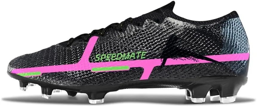 Womens Soccer Boots Spike Shoes Men Football Shoes Outdoor Cleats Lightweight Firm Ground Athletic Exercise Turf Shoes Black-Pink 39-45