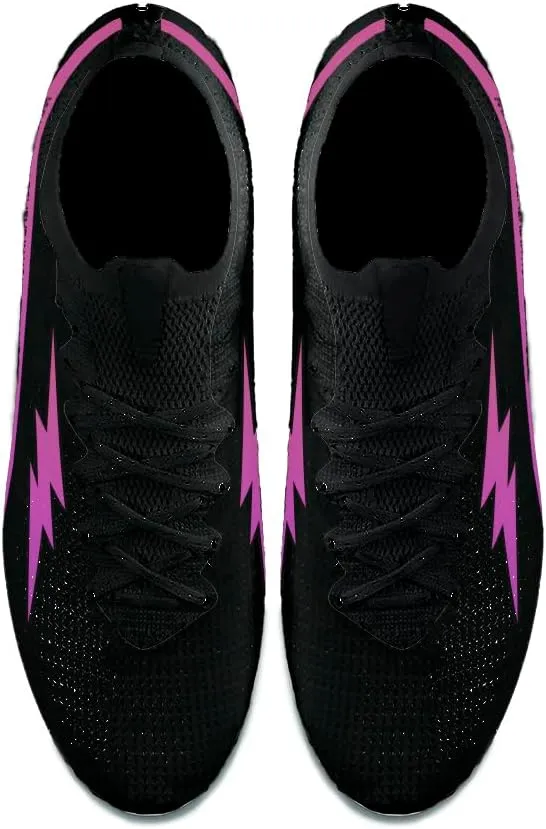 Womens Soccer Boots Spike Shoes Men Football Shoes Outdoor Cleats Lightweight Firm Ground Athletic Exercise Turf Shoes Black-Pink 39-45