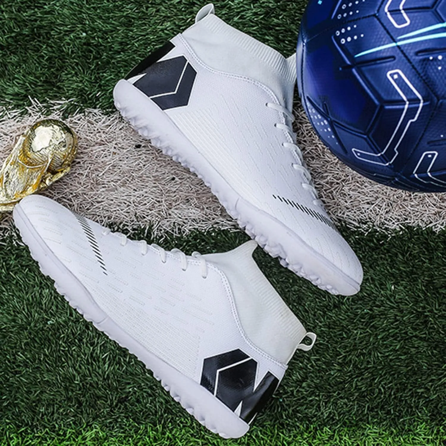 Womens Soccer Cleats High-Top Ankle Support,Soccer Cleats Boys Wear Resistant Non-Slip,TF Soccer Shoes Men Comfortable Breathable