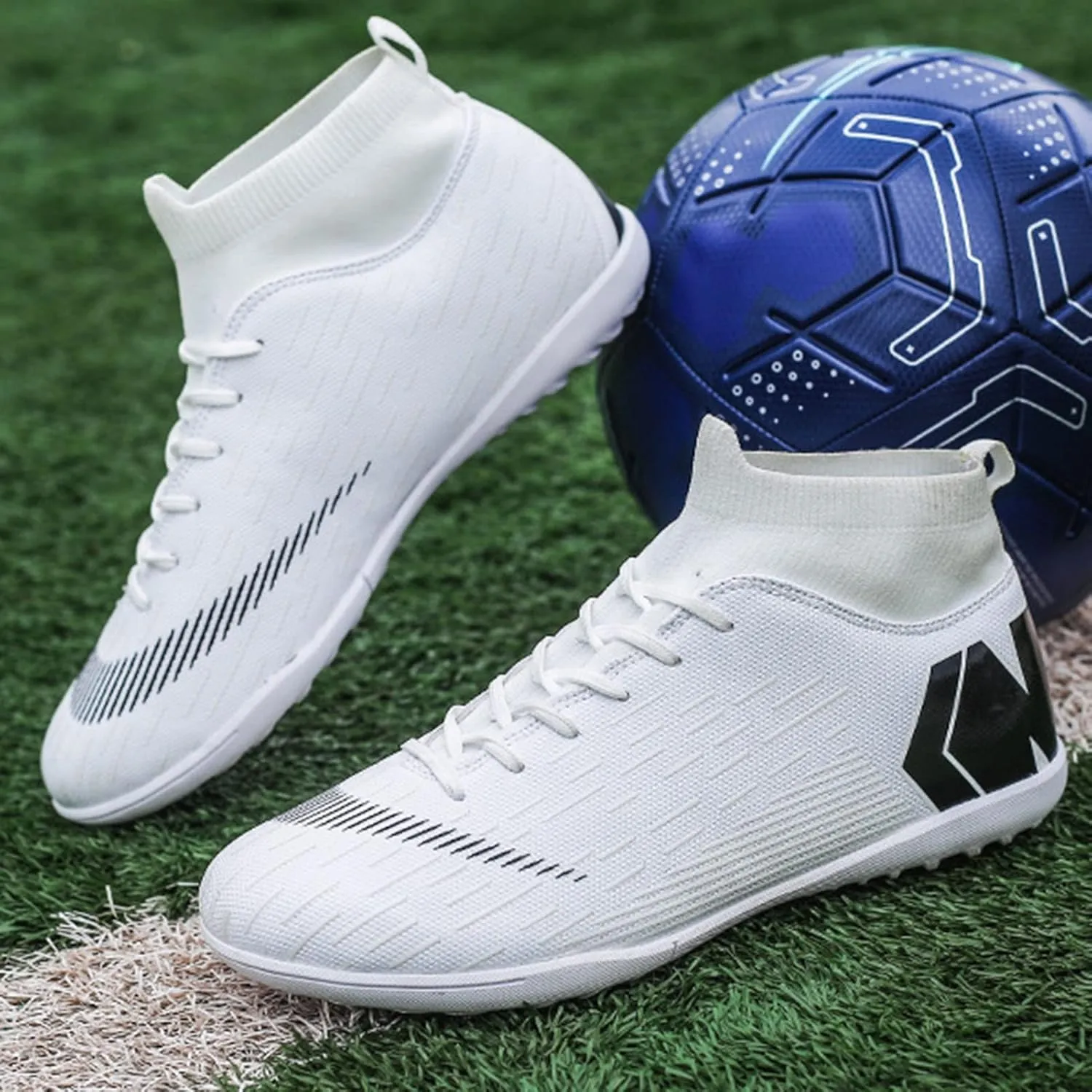 Womens Soccer Cleats High-Top Ankle Support,Soccer Cleats Boys Wear Resistant Non-Slip,TF Soccer Shoes Men Comfortable Breathable