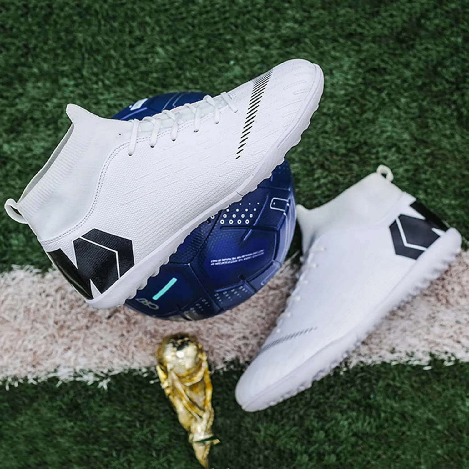 Womens Soccer Cleats High-Top Ankle Support,Soccer Cleats Boys Wear Resistant Non-Slip,TF Soccer Shoes Men Comfortable Breathable
