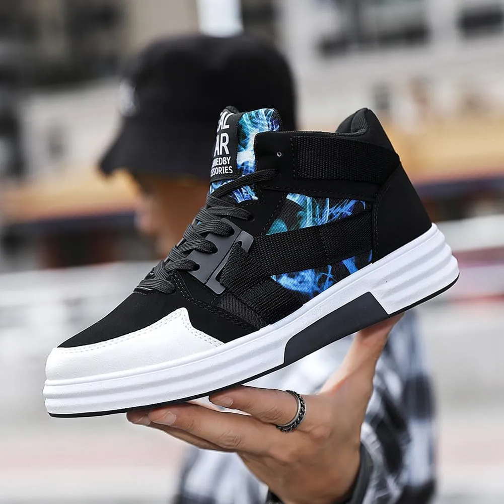 YAXE Men??s Casual High Top Lace Up Skate Shoes
