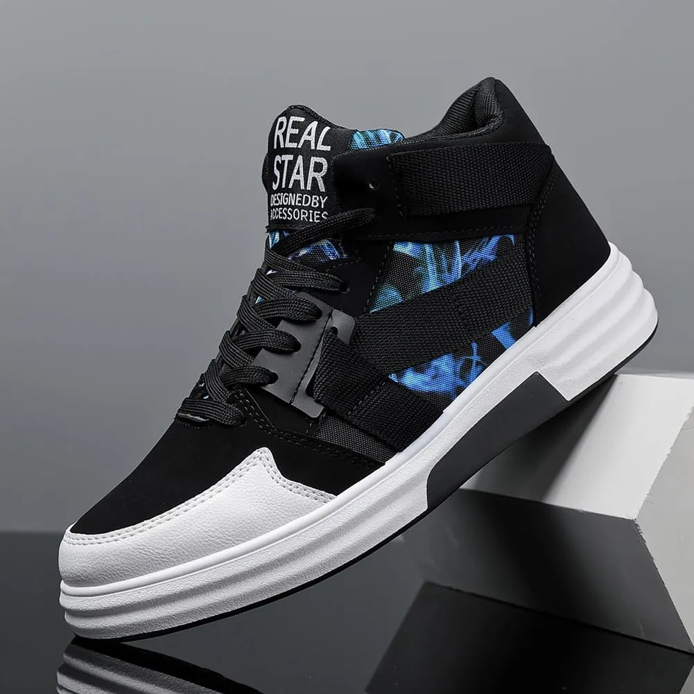 YAXE Men??s Casual High Top Lace Up Skate Shoes