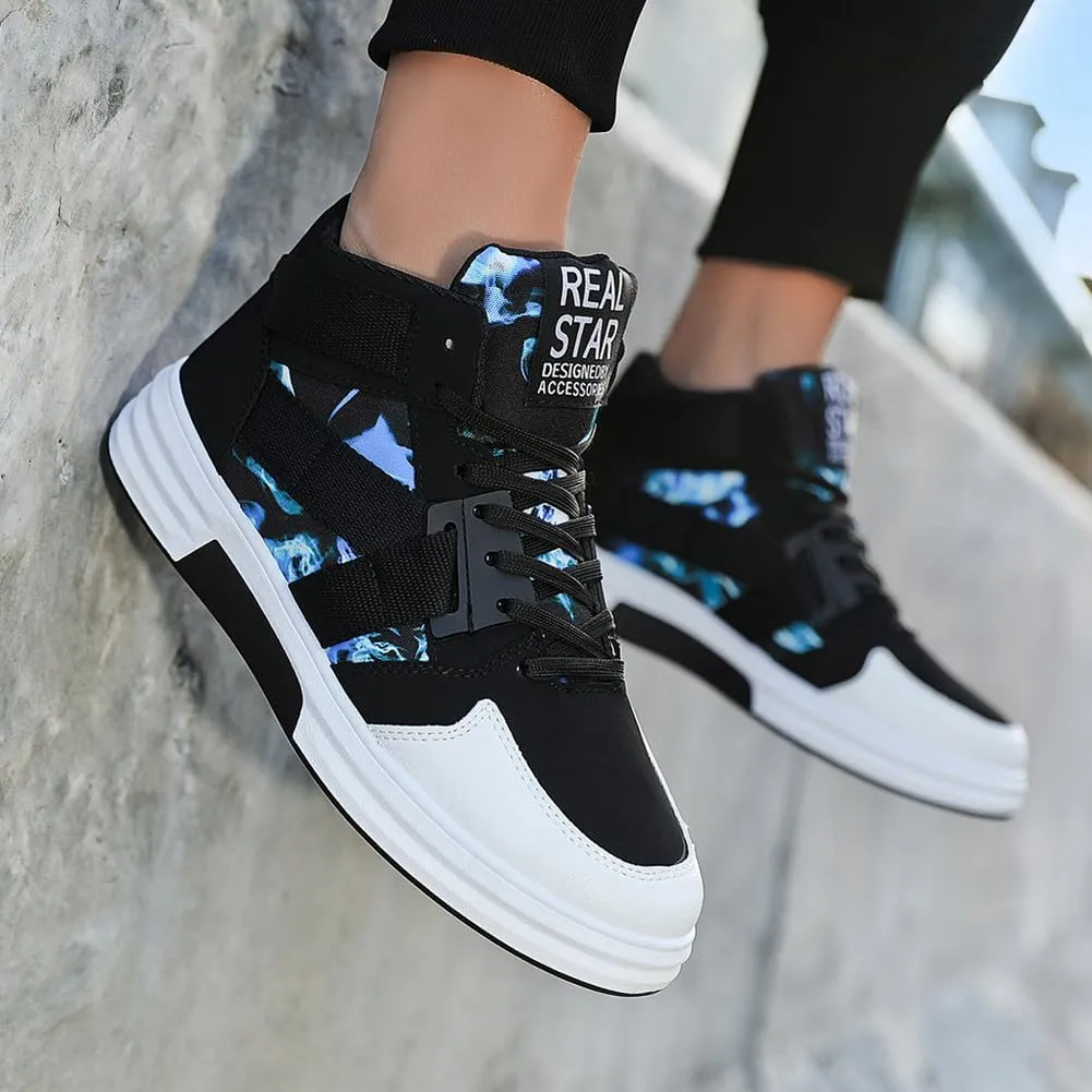 YAXE Men??s Casual High Top Lace Up Skate Shoes