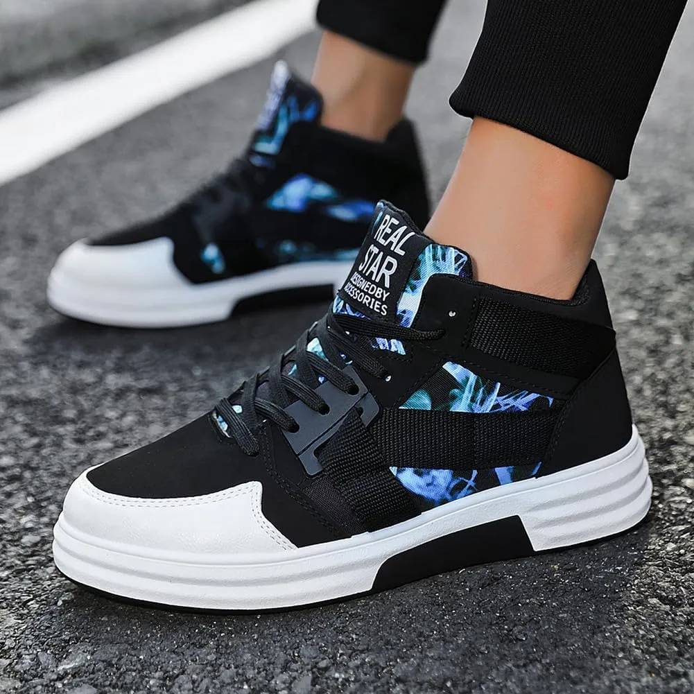 YAXE Men??s Casual High Top Lace Up Skate Shoes