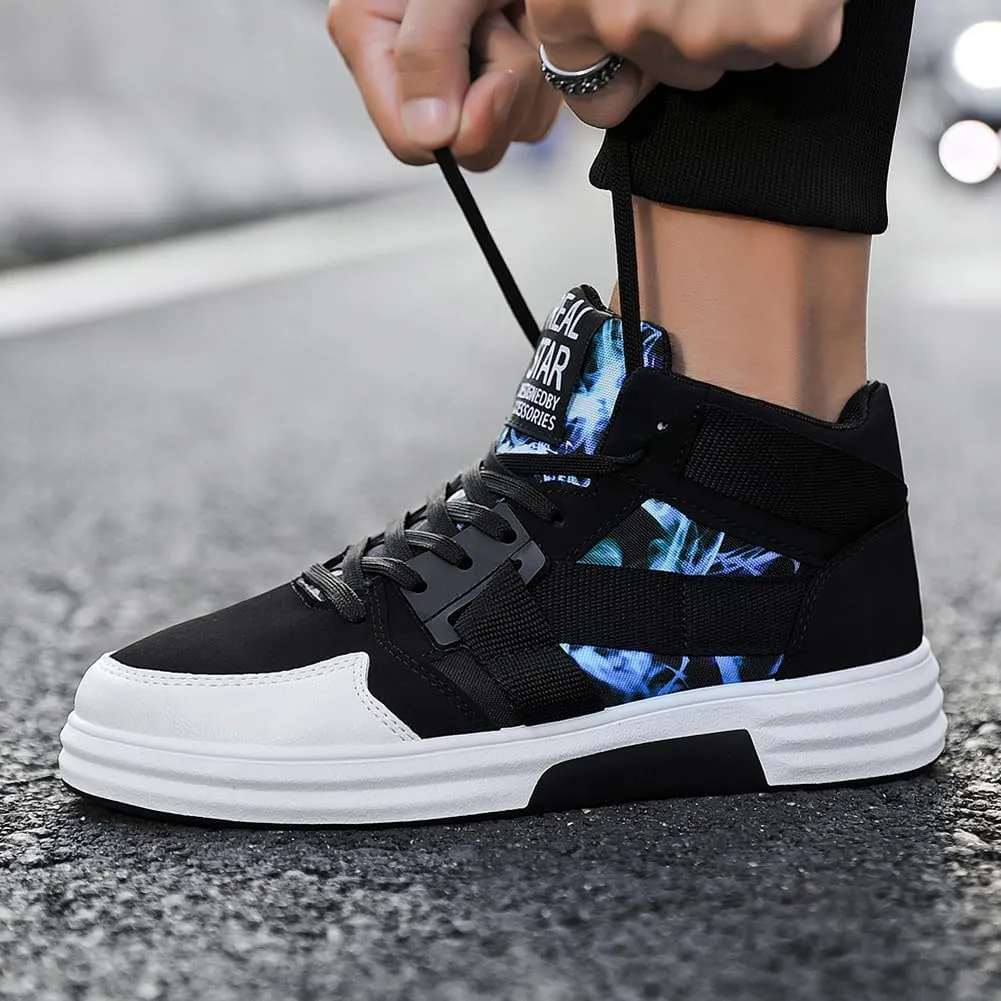 YAXE Men??s Casual High Top Lace Up Skate Shoes