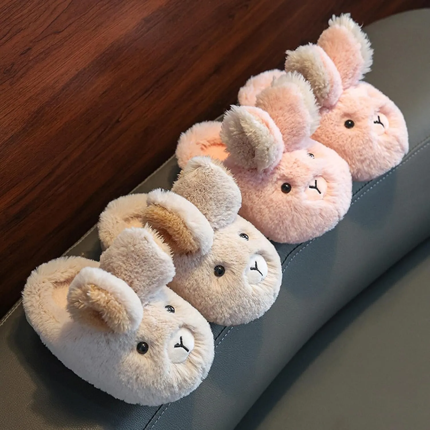 Youth House Slippers Girls Boys Slippers Warm Rabbit House Slippers For Toddler Lined Winter Girl Toddler House Slippers
