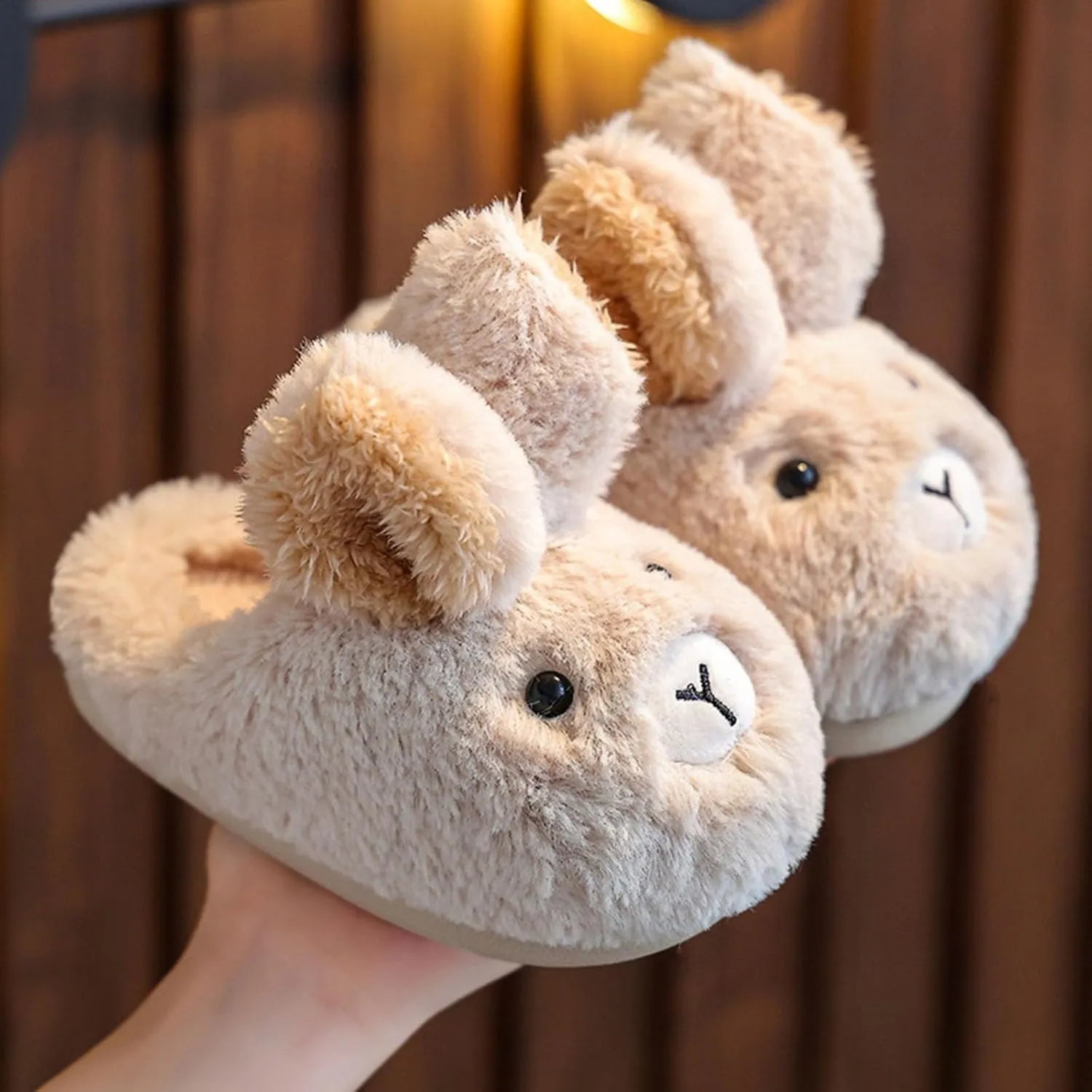Youth House Slippers Girls Boys Slippers Warm Rabbit House Slippers For Toddler Lined Winter Girl Toddler House Slippers